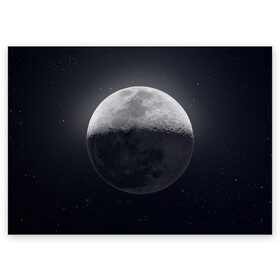Поздравительная открытка с принтом луна в Екатеринбурге, 100% бумага | плотность бумаги 280 г/м2, матовая, на обратной стороне линовка и место для марки
 | moon | звезды | космос | луна | планета