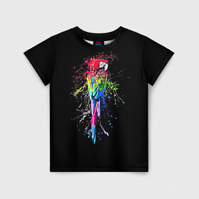 Детская футболка 3D с принтом Попугай в Екатеринбурге, 100% гипоаллергенный полиэфир | прямой крой, круглый вырез горловины, длина до линии бедер, чуть спущенное плечо, ткань немного тянется | bird | colors | eweryday | life | nature | ара | креатив | повседневный стиль | попугай | природа | птица | радуга | разноцветный | темный