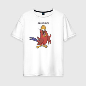 Женская футболка хлопок Oversize с принтом Яго в Екатеринбурге, 100% хлопок | свободный крой, круглый ворот, спущенный рукав, длина до линии бедер
 | Тематика изображения на принте: aladdin | iago | vdkimel | аладдин | яго