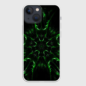 Чехол для iPhone 13 mini с принтом Зелёное Очарование в Екатеринбурге,  |  | abstraction | flower | green | green flower | абстракция | зелёный | зелёный цветок | узоры | цветок