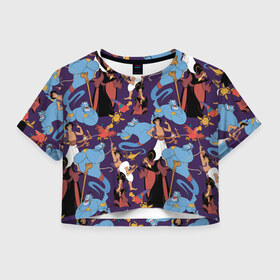Женская футболка Crop-top 3D с принтом Aladdin в Екатеринбурге, 100% полиэстер | круглая горловина, длина футболки до линии талии, рукава с отворотами | abu | aladdin | genie | iago | jafar | vdkimel | абу | аладдин | джафар | джин | яго
