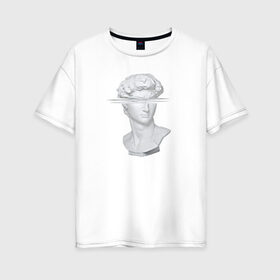 Женская футболка хлопок Oversize с принтом Vaporwave в Екатеринбурге, 100% хлопок | свободный крой, круглый ворот, спущенный рукав, длина до линии бедер
 | vaporwave | вапорвейф | голова | голова статуи | музыка | статуя | тренд