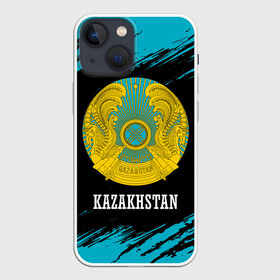 Чехол для iPhone 13 mini с принтом KAZAKHSTAN   КАЗАХСТАН в Екатеринбурге,  |  | flag | kazakhstan | qazaqstan | герб | захах | казахстан | кахахи | лого | нур султан | республика | символ | страна | флаг