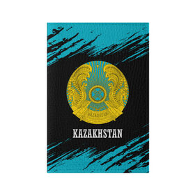 Обложка для паспорта матовая кожа с принтом KAZAKHSTAN / КАЗАХСТАН в Екатеринбурге, натуральная матовая кожа | размер 19,3 х 13,7 см; прозрачные пластиковые крепления | Тематика изображения на принте: flag | kazakhstan | qazaqstan | герб | захах | казахстан | кахахи | лого | нур султан | республика | символ | страна | флаг