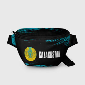 Поясная сумка 3D с принтом KAZAKHSTAN / КАЗАХСТАН в Екатеринбурге, 100% полиэстер | плотная ткань, ремень с регулируемой длиной, внутри несколько карманов для мелочей, основное отделение и карман с обратной стороны сумки застегиваются на молнию | flag | kazakhstan | qazaqstan | герб | захах | казахстан | кахахи | лого | нур султан | республика | символ | страна | флаг