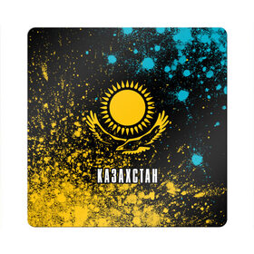 Магнит виниловый Квадрат с принтом КАЗАХСТАН / KAZAKHSTAN в Екатеринбурге, полимерный материал с магнитным слоем | размер 9*9 см, закругленные углы | flag | kazakhstan | qazaqstan | герб | захах | казахстан | кахахи | лого | нур султан | республика | символ | страна | флаг