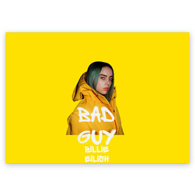 Поздравительная открытка с принтом Billie Eilish(Билли Айлиш) в Екатеринбурге, 100% бумага | плотность бумаги 280 г/м2, матовая, на обратной стороне линовка и место для марки
 | bad guy | billie eilish | билли айлиш | музыка | популярная музыка