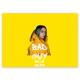 Поздравительная открытка с принтом Billie Eilish(Билли Айлиш) в Екатеринбурге, 100% бумага | плотность бумаги 280 г/м2, матовая, на обратной стороне линовка и место для марки
 | Тематика изображения на принте: bad guy | billie eilish | билли айлиш | музыка | популярная музыка