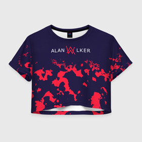 Женская футболка Crop-top 3D с принтом ALAN WALKER / АЛАН УОКЕР в Екатеринбурге, 100% полиэстер | круглая горловина, длина футболки до линии талии, рукава с отворотами | alan | faded | house | logo | music | walker | алан | вокер | волкер | диджей | лого | логотип | логотипы | музыка | музыкант | символ | символы | танцеальная | уокер | хаус | электронная