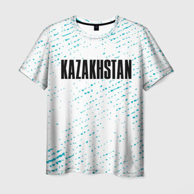 Мужская футболка 3D с принтом KAZAKHSTAN / КАЗАХСТАН в Екатеринбурге, 100% полиэфир | прямой крой, круглый вырез горловины, длина до линии бедер | 