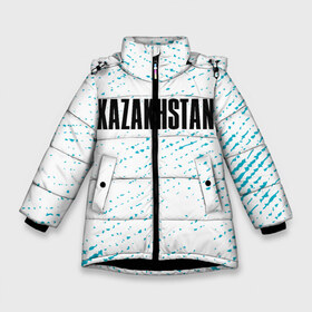 Зимняя куртка для девочек 3D с принтом KAZAKHSTAN КАЗАХСТАН в Екатеринбурге, ткань верха — 100% полиэстер; подклад — 100% полиэстер, утеплитель — 100% полиэстер. | длина ниже бедра, удлиненная спинка, воротник стойка и отстегивающийся капюшон. Есть боковые карманы с листочкой на кнопках, утяжки по низу изделия и внутренний карман на молнии. 

Предусмотрены светоотражающий принт на спинке, радужный светоотражающий элемент на пуллере молнии и на резинке для утяжки. | 