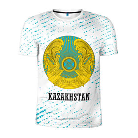 Мужская футболка 3D спортивная с принтом KAZAKHSTAN / КАЗАХСТАН в Екатеринбурге, 100% полиэстер с улучшенными характеристиками | приталенный силуэт, круглая горловина, широкие плечи, сужается к линии бедра | flag | kazakhstan | qazaqstan | герб | захах | казахстан | кахахи | лого | нур султан | республика | символ | страна | флаг