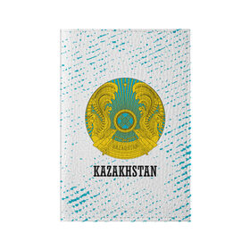 Обложка для паспорта матовая кожа с принтом KAZAKHSTAN / КАЗАХСТАН в Екатеринбурге, натуральная матовая кожа | размер 19,3 х 13,7 см; прозрачные пластиковые крепления | flag | kazakhstan | qazaqstan | герб | захах | казахстан | кахахи | лого | нур султан | республика | символ | страна | флаг
