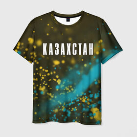 Мужская футболка 3D с принтом КАЗАХСТАН / KAZAKHSTAN в Екатеринбурге, 100% полиэфир | прямой крой, круглый вырез горловины, длина до линии бедер | 