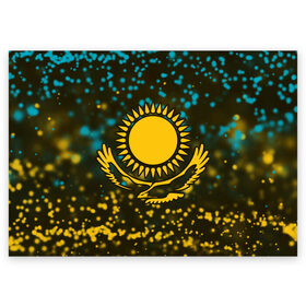 Поздравительная открытка с принтом КАЗАХСТАН / KAZAKHSTAN в Екатеринбурге, 100% бумага | плотность бумаги 280 г/м2, матовая, на обратной стороне линовка и место для марки
 | Тематика изображения на принте: flag | kazakhstan | qazaqstan | герб | захах | казахстан | кахахи | лого | нур султан | республика | символ | страна | флаг