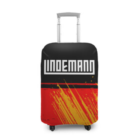 Чехол для чемодана 3D с принтом LINDEMANN / ЛИНДЕМАНН в Екатеринбурге, 86% полиэфир, 14% спандекс | двустороннее нанесение принта, прорези для ручек и колес | lindeman | lindemann | logo | music | rammstein | ramstein | rock | til | till | линдеман | линдеманн | лого | логотип | логотипы | музыка | раммштайн | рамштайн | рок | символ | символы | солист | тилль | тиль