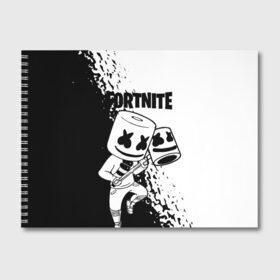 Альбом для рисования с принтом FORTNITE MARSHMELLO в Екатеринбурге, 100% бумага
 | матовая бумага, плотность 200 мг. | archetype | fortnite | fortnite x | game | ikonik | marshmello | raven | архетип | ворон | игра | иконик | маршмелло | фортнайт