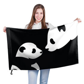 Флаг 3D с принтом Panda в Екатеринбурге, 100% полиэстер | плотность ткани — 95 г/м2, размер — 67 х 109 см. Принт наносится с одной стороны | bearcat | coon bear | panda | бамбуковый медвед | большая панда | гигантская панда