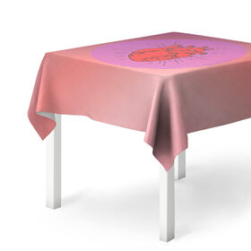 Скатерть 3D с принтом Сердечко на розовом фоне в Екатеринбурге, 100% полиэстер (ткань не мнется и не растягивается) | Размер: 150*150 см | круг | любовь | неон | полосатый | розовый | сердце | сияние | фиолетовый