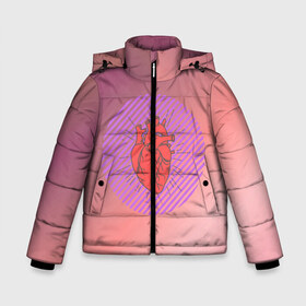 Зимняя куртка для мальчиков 3D с принтом Сердечко на розовом фоне в Екатеринбурге, ткань верха — 100% полиэстер; подклад — 100% полиэстер, утеплитель — 100% полиэстер | длина ниже бедра, удлиненная спинка, воротник стойка и отстегивающийся капюшон. Есть боковые карманы с листочкой на кнопках, утяжки по низу изделия и внутренний карман на молнии. 

Предусмотрены светоотражающий принт на спинке, радужный светоотражающий элемент на пуллере молнии и на резинке для утяжки | Тематика изображения на принте: круг | любовь | неон | полосатый | розовый | сердце | сияние | фиолетовый