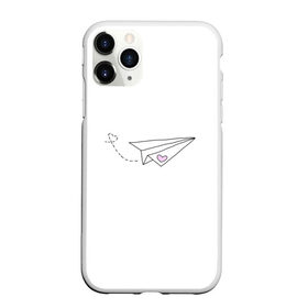 Чехол для iPhone 11 Pro Max матовый с принтом самолетик в Екатеринбурге, Силикон |  | белый самолетик | бумажный самолетик | минимализм | розовое сердечко | самолет | самолетик | сердечко | тумблер | чб
