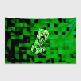 Флаг-баннер с принтом Minecraft creeper в Екатеринбурге, 100% полиэстер | размер 67 х 109 см, плотность ткани — 95 г/м2; по краям флага есть четыре люверса для крепления | blox | creeper | dungeons | game | geometry | logo | pixel | steve | алекс | герои | детям | зелень | игра | квадраты | крипер | куб | логотипы игр | майнкрафт | мальчикам | мобы | персонажи | пиксель | пиксельный | подземелья