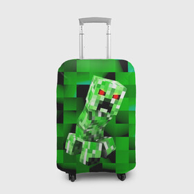 Чехол для чемодана 3D с принтом Minecraft creeper в Екатеринбурге, 86% полиэфир, 14% спандекс | двустороннее нанесение принта, прорези для ручек и колес | blox | creeper | dungeons | game | geometry | logo | pixel | steve | алекс | герои | детям | зелень | игра | квадраты | крипер | куб | логотипы игр | майнкрафт | мальчикам | мобы | персонажи | пиксель | пиксельный | подземелья