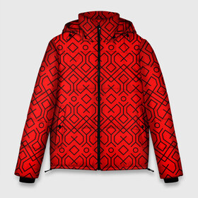 Мужская зимняя куртка 3D с принтом Геометрический орнамент в Екатеринбурге, верх — 100% полиэстер; подкладка — 100% полиэстер; утеплитель — 100% полиэстер | длина ниже бедра, свободный силуэт Оверсайз. Есть воротник-стойка, отстегивающийся капюшон и ветрозащитная планка. 

Боковые карманы с листочкой на кнопках и внутренний карман на молнии. | абстракция | геометрия | кубы | орнамент | паттерн | полосы | узор