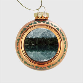 Стеклянный ёлочный шар с принтом отражение горы в озере в Екатеринбурге, Стекло | Диаметр: 80 мм | гора | горы | озеро | отражение горы | природа