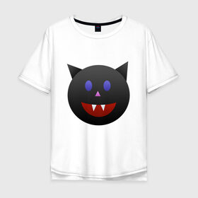 Мужская футболка хлопок Oversize с принтом Смайл вампир в Екатеринбурге, 100% хлопок | свободный крой, круглый ворот, “спинка” длиннее передней части | вампир | вампиры | летучая мышь | мыши | смайл | смайлик | смайлики | смайлы | хэллоуин