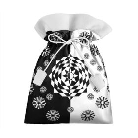 Подарочный 3D мешок с принтом Черное солнце в Екатеринбурге, 100% полиэстер | Размер: 29*39 см | геометрия | монохром | роза | ромбы | снежинки | треугольники | цветок | черно белое