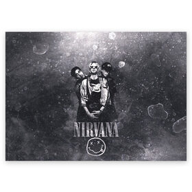 Поздравительная открытка с принтом Nirvana в Екатеринбурге, 100% бумага | плотность бумаги 280 г/м2, матовая, на обратной стороне линовка и место для марки
 | cobain | kurt | nirvana | кобейн | курт | нирвана