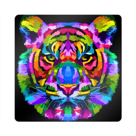 Магнит виниловый Квадрат с принтом Neon tiger в Екатеринбурге, полимерный материал с магнитным слоем | размер 9*9 см, закругленные углы | color | ears | eyes | muzzle | neon | tiger | vanguard | view | авангард | взгляд | глаза | неон | тигр | уши | цвет