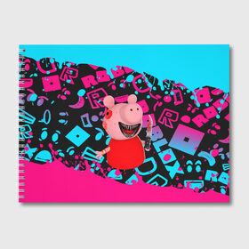 Альбом для рисования с принтом Roblox piggy Свинка Пигги в Екатеринбурге, 100% бумага
 | матовая бумага, плотность 200 мг. | Тематика изображения на принте: game | piggy | roblox | блок | игра | игрушка | лего | майнкрафт | персонажи | персонажи из кубиков | пигги | роблокс | робот | свинка