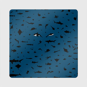 Магнит виниловый Квадрат с принтом Fish в Екатеринбурге, полимерный материал с магнитным слоем | размер 9*9 см, закругленные углы | dolphin | fish | killer whale | see life | shark | акула | дельфин | касатка | морские обитатели | рыба