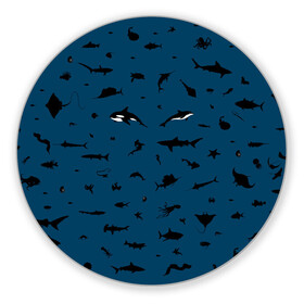 Коврик для мышки круглый с принтом Fish в Екатеринбурге, резина и полиэстер | круглая форма, изображение наносится на всю лицевую часть | dolphin | fish | killer whale | see life | shark | акула | дельфин | касатка | морские обитатели | рыба