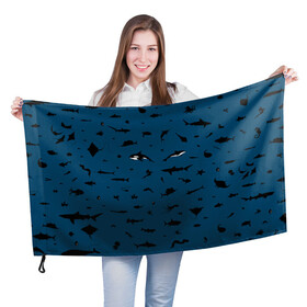 Флаг 3D с принтом Fish в Екатеринбурге, 100% полиэстер | плотность ткани — 95 г/м2, размер — 67 х 109 см. Принт наносится с одной стороны | dolphin | fish | killer whale | see life | shark | акула | дельфин | касатка | морские обитатели | рыба