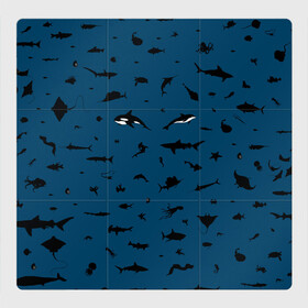 Магнитный плакат 3Х3 с принтом Fish в Екатеринбурге, Полимерный материал с магнитным слоем | 9 деталей размером 9*9 см | dolphin | fish | killer whale | see life | shark | акула | дельфин | касатка | морские обитатели | рыба