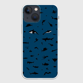 Чехол для iPhone 13 mini с принтом Fish в Екатеринбурге,  |  | dolphin | fish | killer whale | see life | shark | акула | дельфин | касатка | морские обитатели | рыба