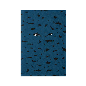Обложка для паспорта матовая кожа с принтом Fish в Екатеринбурге, натуральная матовая кожа | размер 19,3 х 13,7 см; прозрачные пластиковые крепления | dolphin | fish | killer whale | see life | shark | акула | дельфин | касатка | морские обитатели | рыба