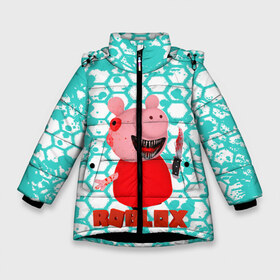 Зимняя куртка для девочек 3D с принтом Roblox piggy Свинка Пигги в Екатеринбурге, ткань верха — 100% полиэстер; подклад — 100% полиэстер, утеплитель — 100% полиэстер. | длина ниже бедра, удлиненная спинка, воротник стойка и отстегивающийся капюшон. Есть боковые карманы с листочкой на кнопках, утяжки по низу изделия и внутренний карман на молнии. 

Предусмотрены светоотражающий принт на спинке, радужный светоотражающий элемент на пуллере молнии и на резинке для утяжки. | game | piggy | roblox | блок | игра | игрушка | лего | майнкрафт | персонажи | персонажи из кубиков | пигги | роблокс | робот | свинка