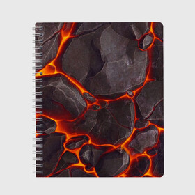 Тетрадь с принтом лава в Екатеринбурге, 100% бумага | 48 листов, плотность листов — 60 г/м2, плотность картонной обложки — 250 г/м2. Листы скреплены сбоку удобной пружинной спиралью. Уголки страниц и обложки скругленные. Цвет линий — светло-серый
 | Тематика изображения на принте: lava | stones | texture | volcanic | вулканический | камни | лава | текстура