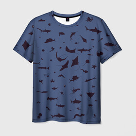 Мужская футболка 3D с принтом Manta в Екатеринбурге, 100% полиэфир | прямой крой, круглый вырез горловины, длина до линии бедер | dolphin | fish | killer whale | manta | see life | shark | акула | дельфин | касатка | морские обитатели | рыба