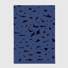 Постер с принтом Manta в Екатеринбурге, 100% бумага
 | бумага, плотность 150 мг. Матовая, но за счет высокого коэффициента гладкости имеет небольшой блеск и дает на свету блики, но в отличии от глянцевой бумаги не покрыта лаком | dolphin | fish | killer whale | manta | see life | shark | акула | дельфин | касатка | морские обитатели | рыба