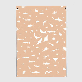Постер с принтом Manta 2 в Екатеринбурге, 100% бумага
 | бумага, плотность 150 мг. Матовая, но за счет высокого коэффициента гладкости имеет небольшой блеск и дает на свету блики, но в отличии от глянцевой бумаги не покрыта лаком | dolphin | fish | killer whale | manta | see life | shark | акула | дельфин | касатка | морские жители | рыба