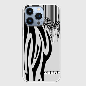 Чехол для iPhone 13 Pro с принтом Zebra в Екатеринбурге,  |  | животное | зебра | полосы | черный | штрихкод