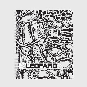 Тетрадь с принтом Leopard в Екатеринбурге, 100% бумага | 48 листов, плотность листов — 60 г/м2, плотность картонной обложки — 250 г/м2. Листы скреплены сбоку удобной пружинной спиралью. Уголки страниц и обложки скругленные. Цвет линий — светло-серый
 | дикий | животные | кошка | леопард | пятна