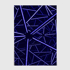 Постер с принтом BlueGANG в Екатеринбурге, 100% бумага
 | бумага, плотность 150 мг. Матовая, но за счет высокого коэффициента гладкости имеет небольшой блеск и дает на свету блики, но в отличии от глянцевой бумаги не покрыта лаком | Тематика изображения на принте: abstraction | blue | forms | glow | led | neon | абстракция | неон | светодиод | свечение | синий | формы