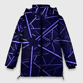 Женская зимняя куртка 3D с принтом BlueGANG в Екатеринбурге, верх — 100% полиэстер; подкладка — 100% полиэстер; утеплитель — 100% полиэстер | длина ниже бедра, силуэт Оверсайз. Есть воротник-стойка, отстегивающийся капюшон и ветрозащитная планка. 

Боковые карманы с листочкой на кнопках и внутренний карман на молнии | abstraction | blue | forms | glow | led | neon | абстракция | неон | светодиод | свечение | синий | формы