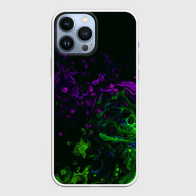 Чехол для iPhone 13 Pro Max с принтом Acid в Екатеринбурге,  |  | Тематика изображения на принте: abstraction | circles | paint | stains | violet | watercolor | абстракция | акварель | кислотный | краски | круги | разводы | салатовый | фиолетовый